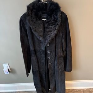Banana Republic Geniune Leather Shearling Collar Coat